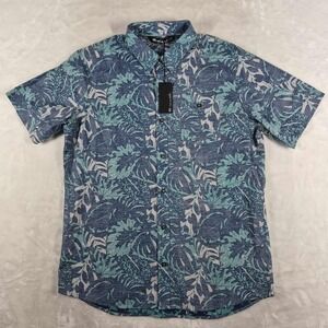 Travis Mathew Katmai Button Up Shirt Men's Large Blue Floral Short Sleeve‎ NWT